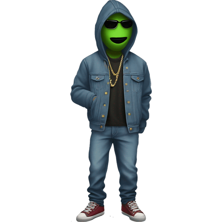 salvia leaf that is a rapper and has gangster clothes the salvia leaf has a face and baggy jeans emoji