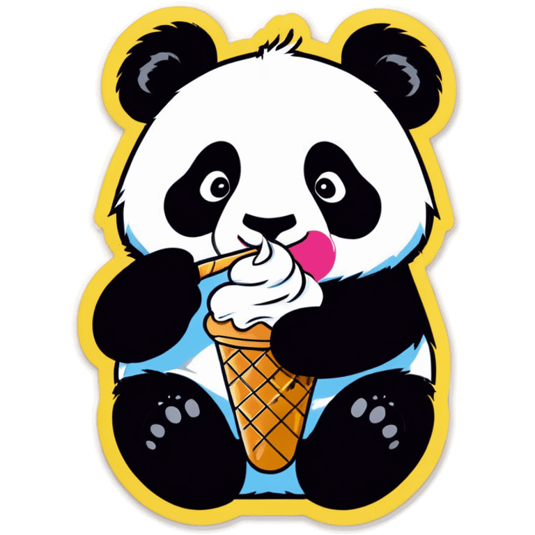 Panda eating ice cream emoji