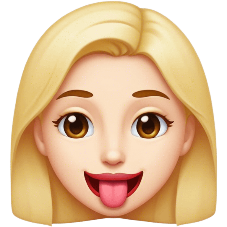 feminine emoji-style face with slight tongue-out smirk emoji