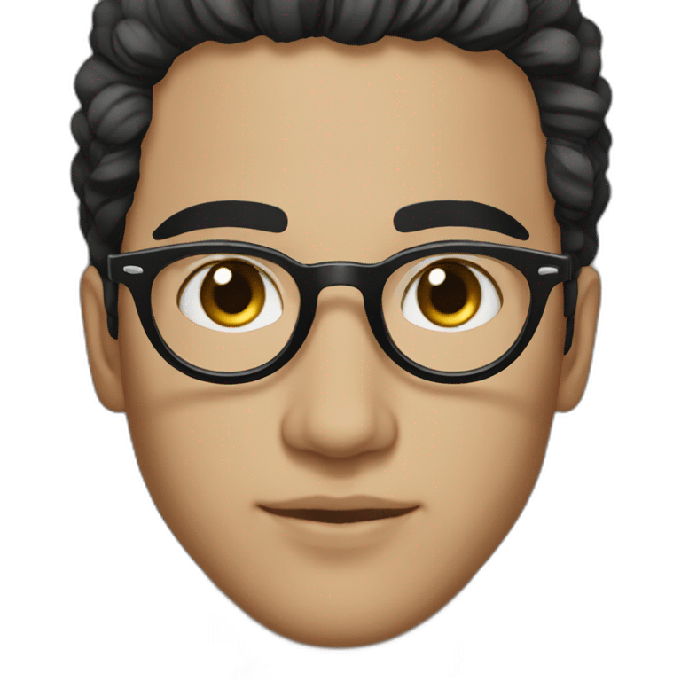 beautiful Moroccan young man with black, wet hair and white skin, wearing round glasses emoji