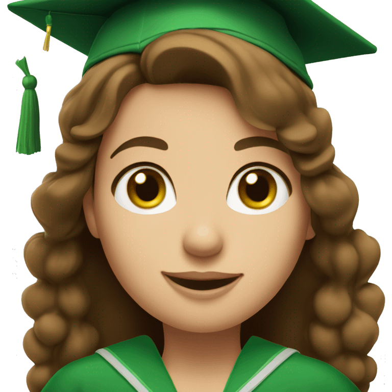 brown hair girl with green eyes and degree hat emoji