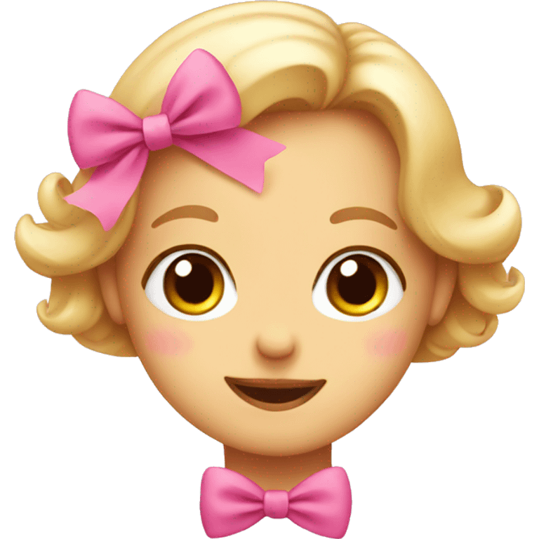 Adorable face with pink bow emoji