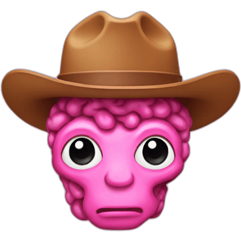 pink brain with brown cowboy hat  emoji