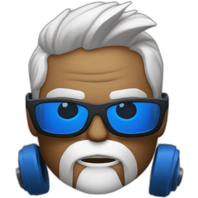 homme chauve avec des lunette bleuequi fait du crossfit emoji