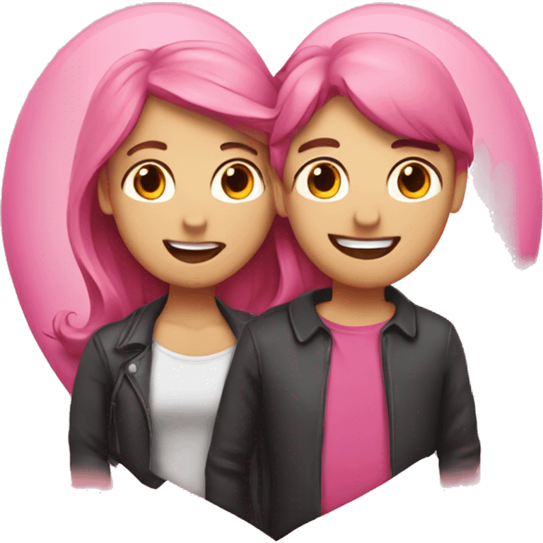 Pink hear with couple in the middle  emoji