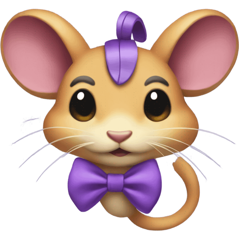 A RATATA wearing a bow  emoji