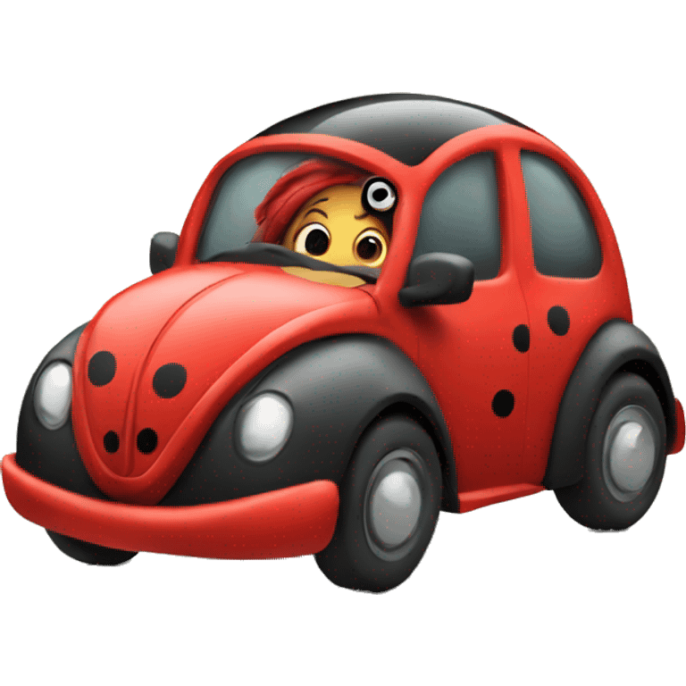 Ladybug driving a car emoji