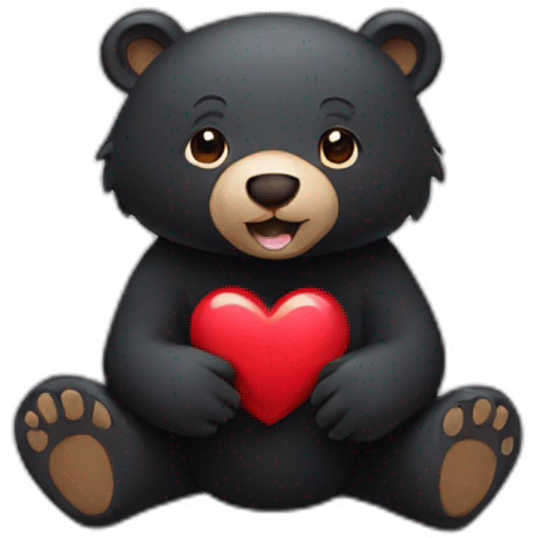 Black Bear with heart emoji