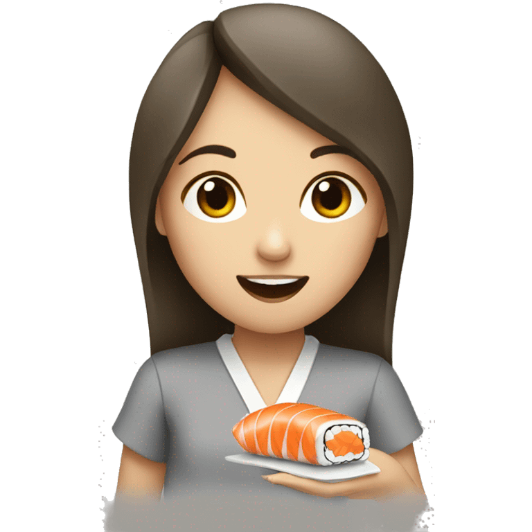 A girl eating sushi emoji