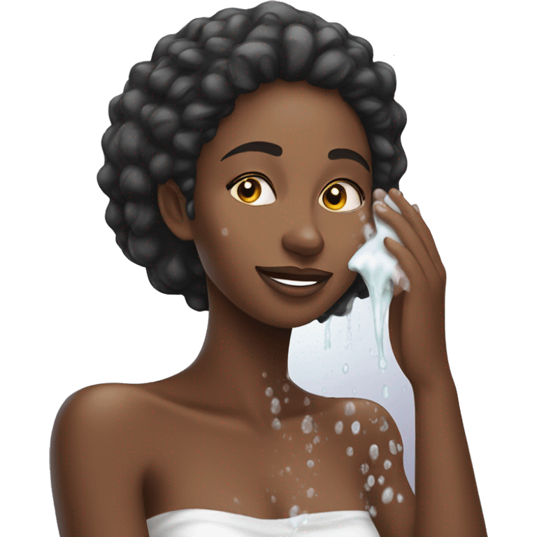 beautiful African woman washing her face with soap emoji