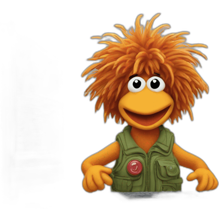 Fraggle coding at a computer emoji