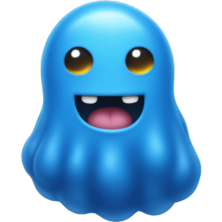 Blue blob with a cute face emoji