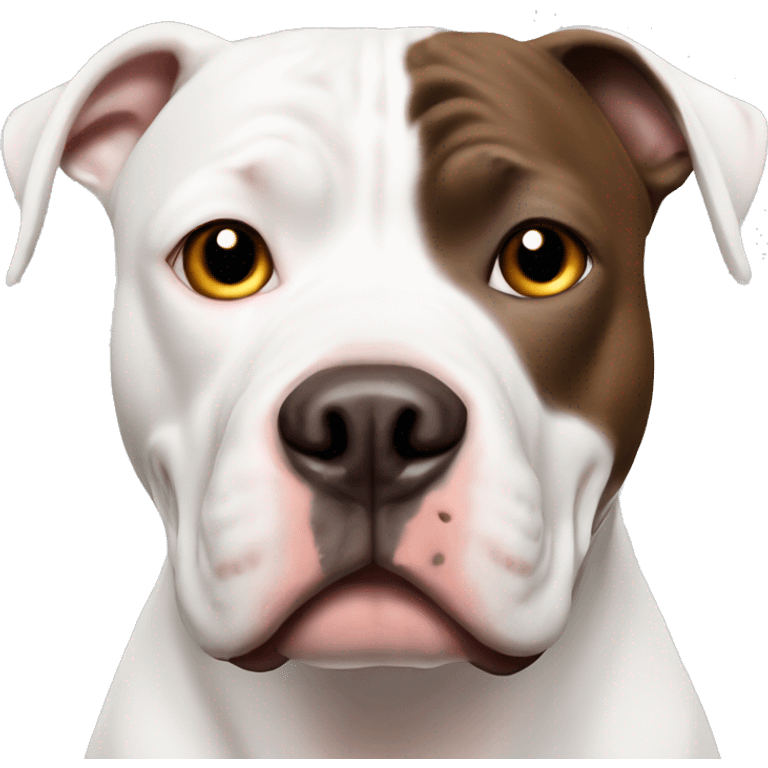 White pitbull with brown spot left eye emoji