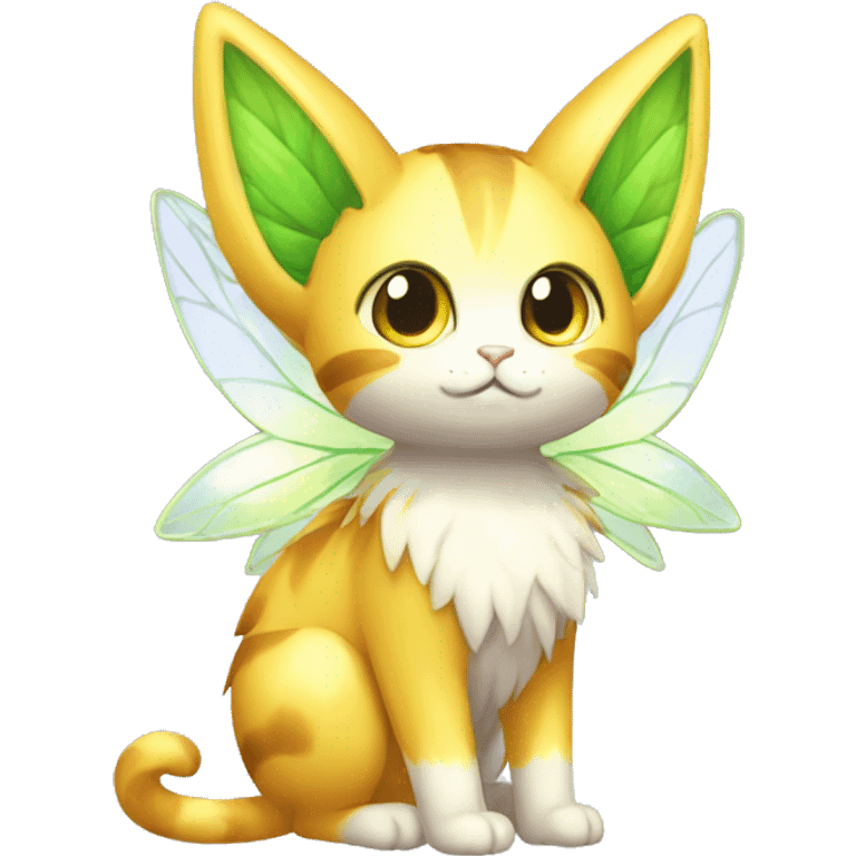 Shiny Grass-type-Fairy-type-Fakémon-Cat full body emoji