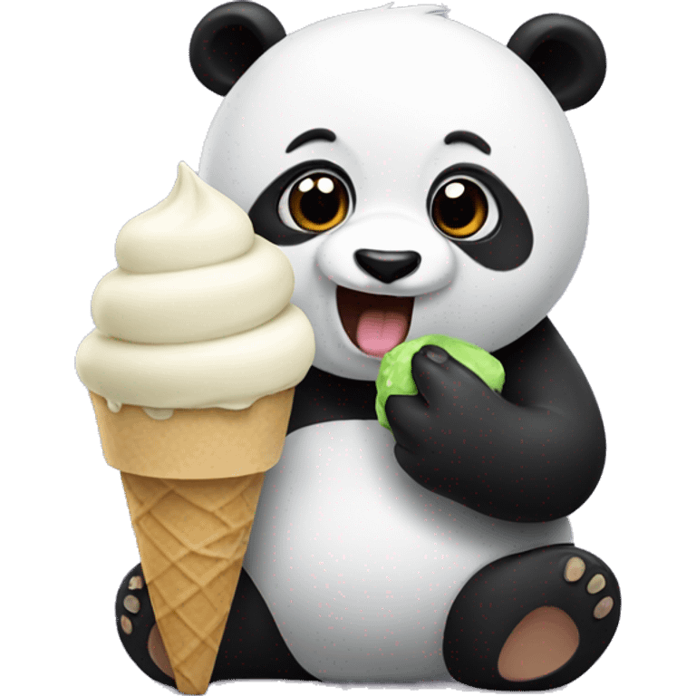 Panda eating ice cream emoji