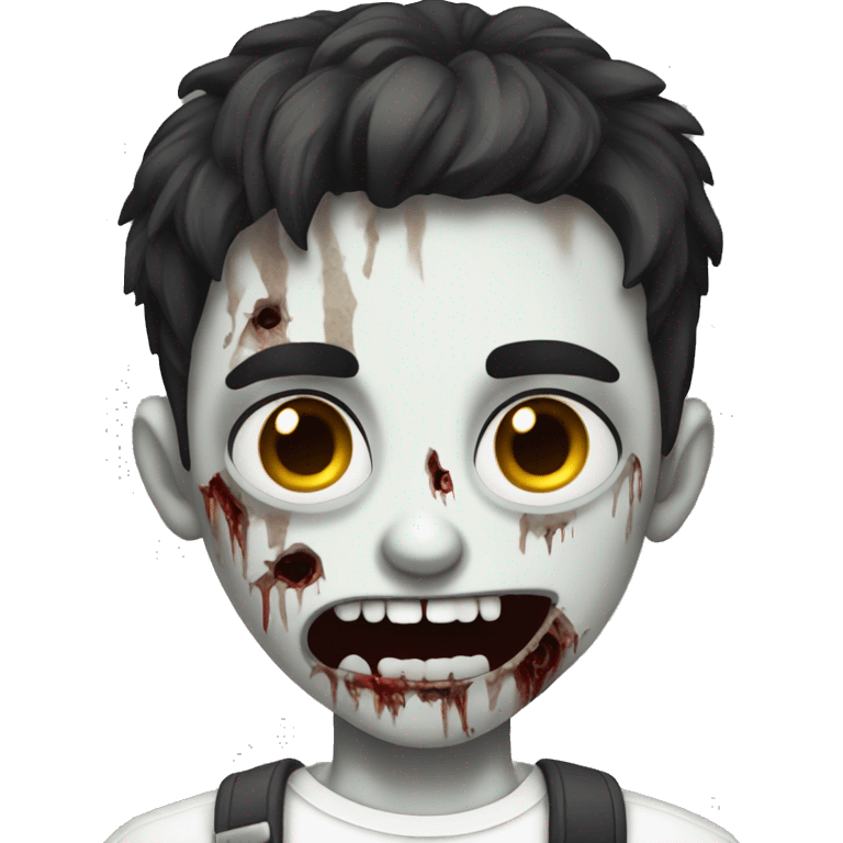 teen boy zombie with dark hair and white shirt emoji