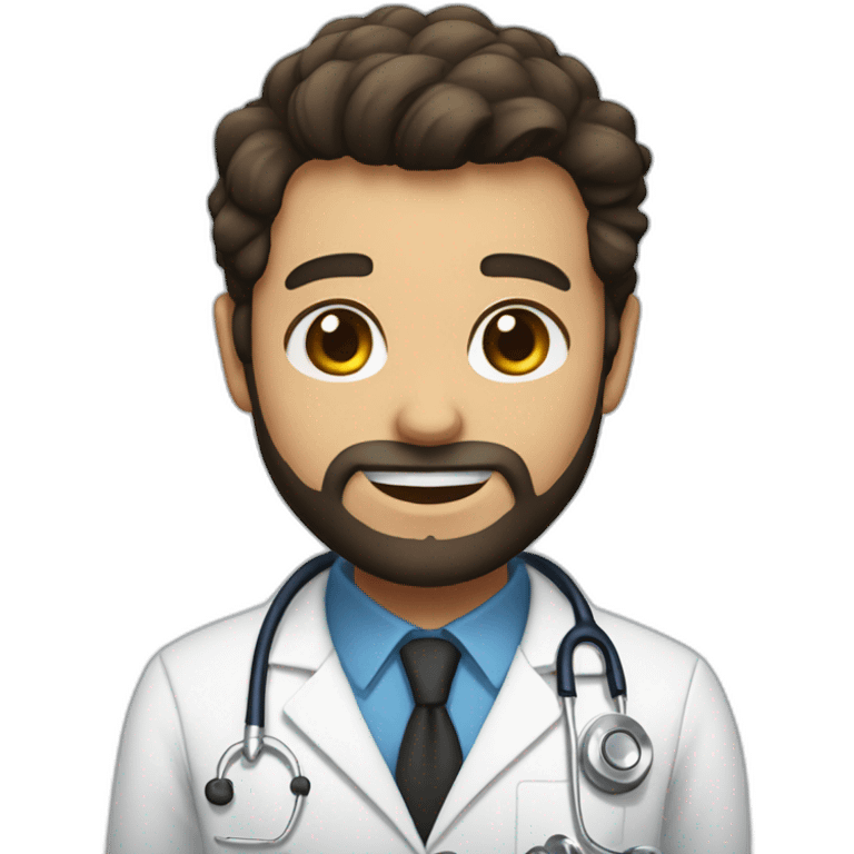 doctor brown beard smiles white skin color black hair on the head emoji