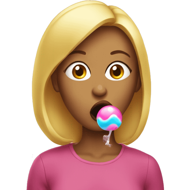 woman blowing a bubblegum bubble emoji