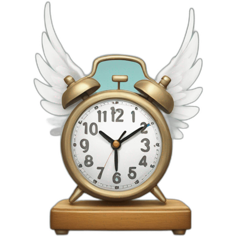 Alarm clock with wings flying emoji