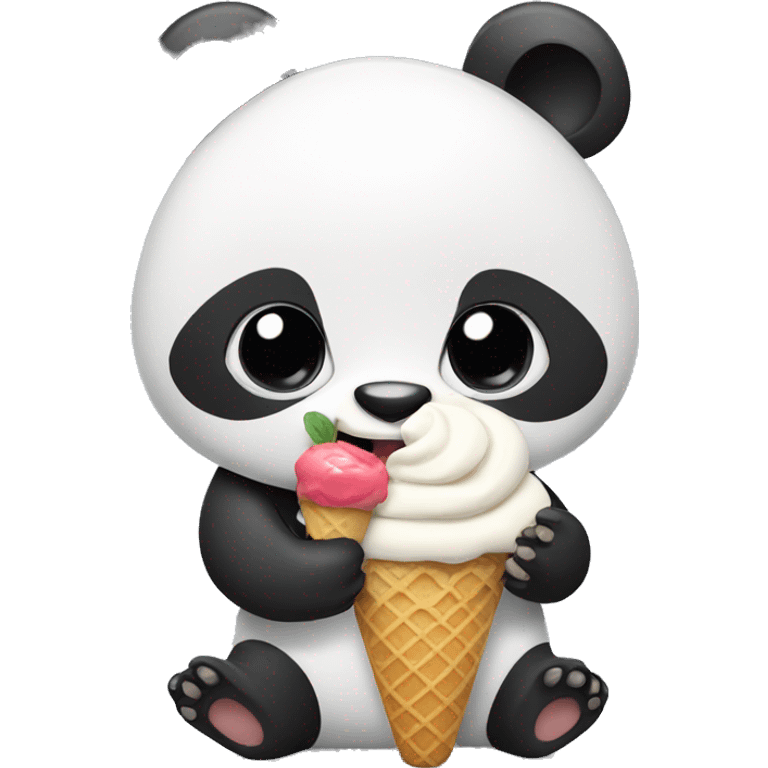 Panda eating ice cream emoji