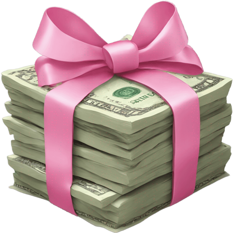 money stack wrapped with pink bow emoji