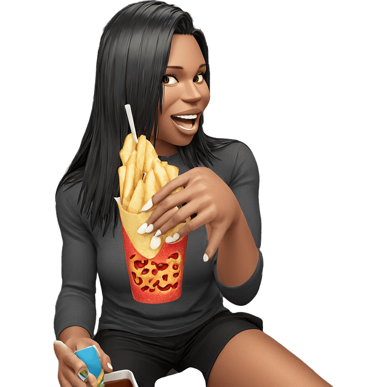 smiling girl enjoying food emoji