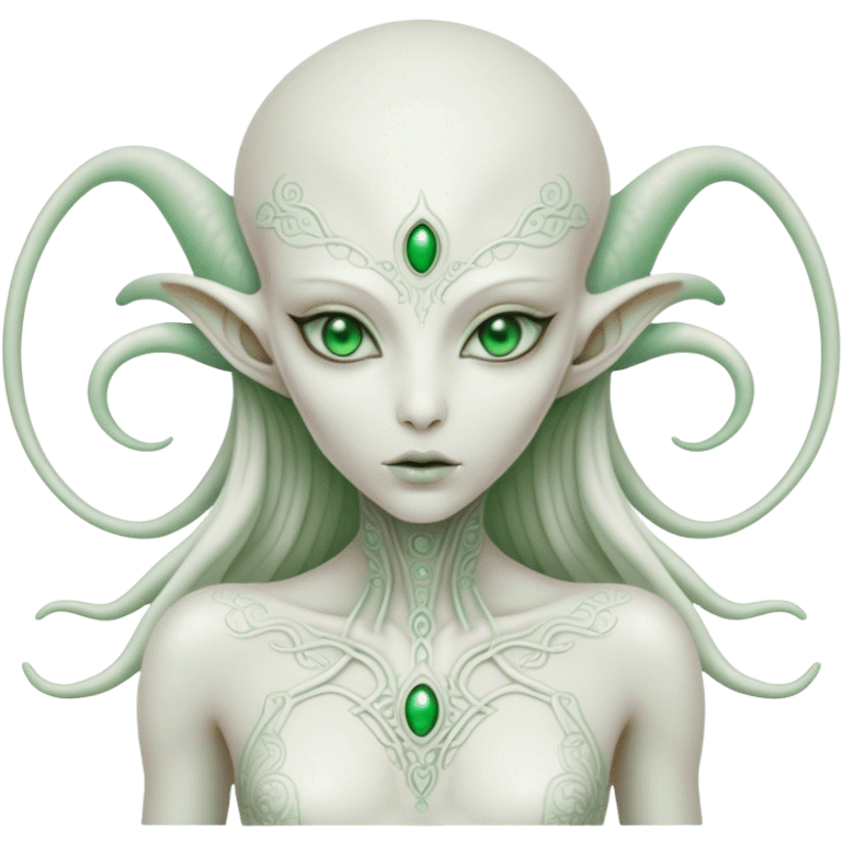 white alien woman full body Green eyes  emoji