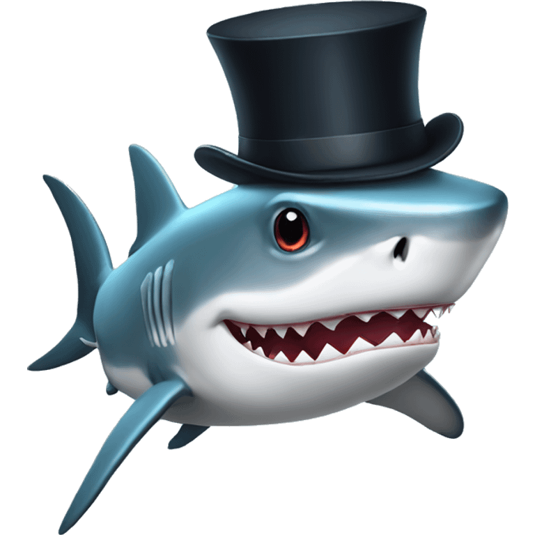 Shark with a top hat emoji