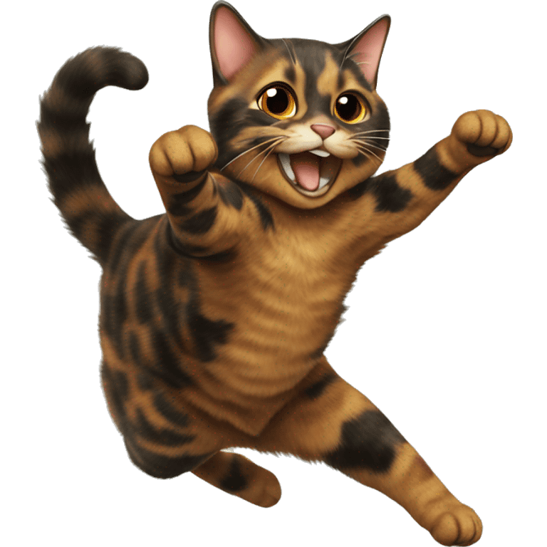 tortoiseshell cat jumping emoji