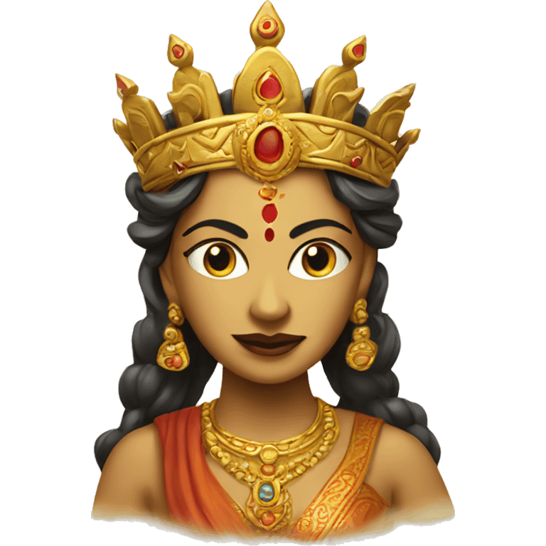 Durga Hindu Goddess face, with crown emoji