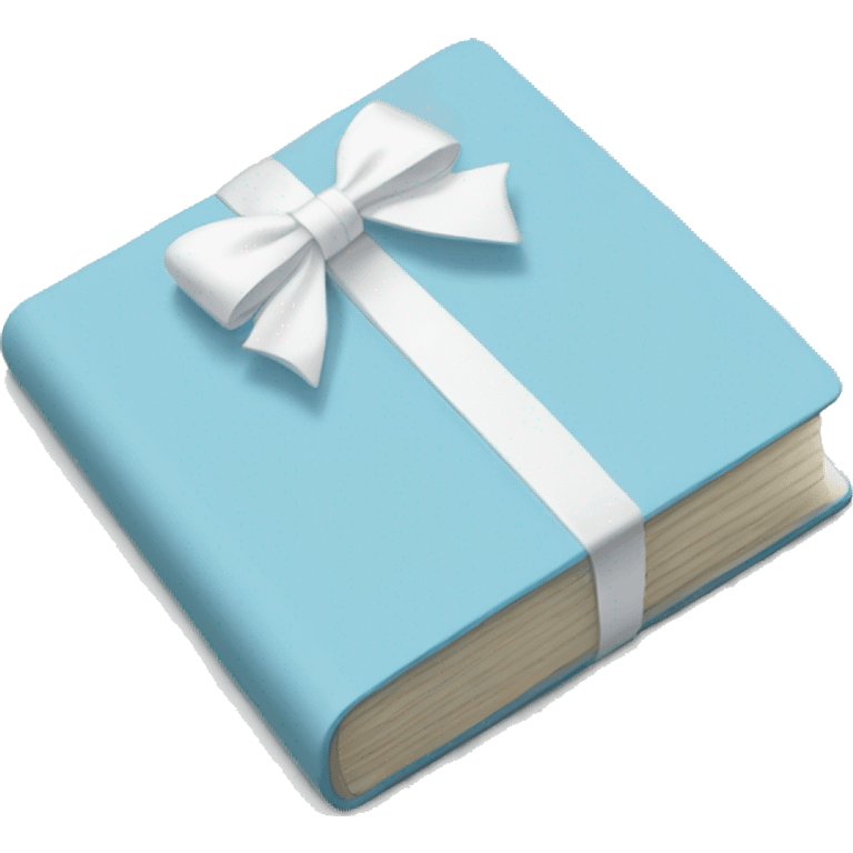 Pastel blue notebook with a white bow on it emoji