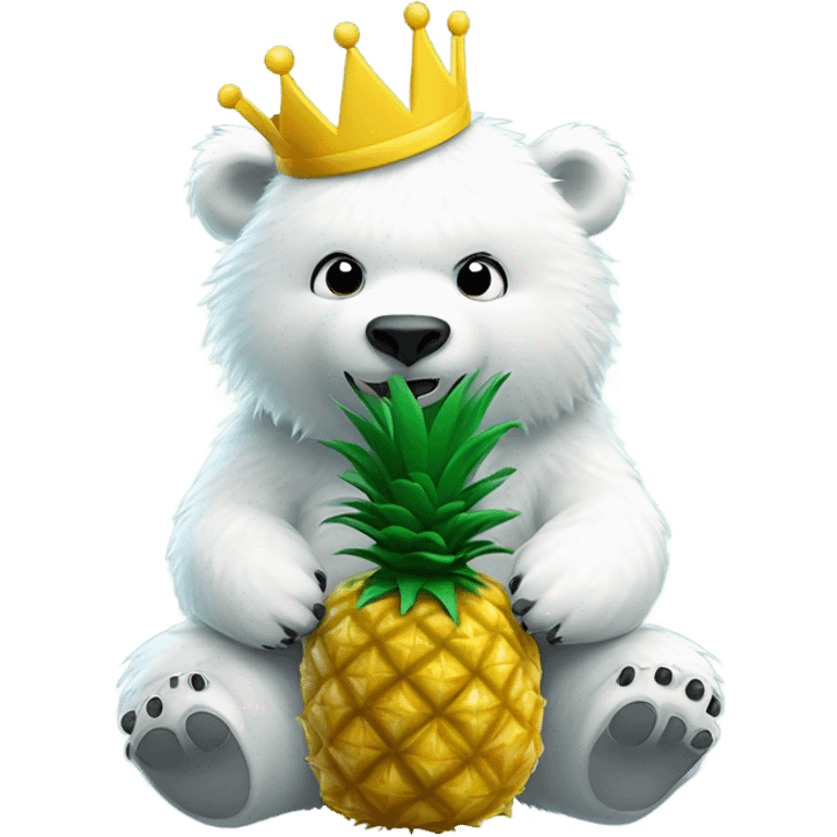 Polar bear holding a pineapple emoji