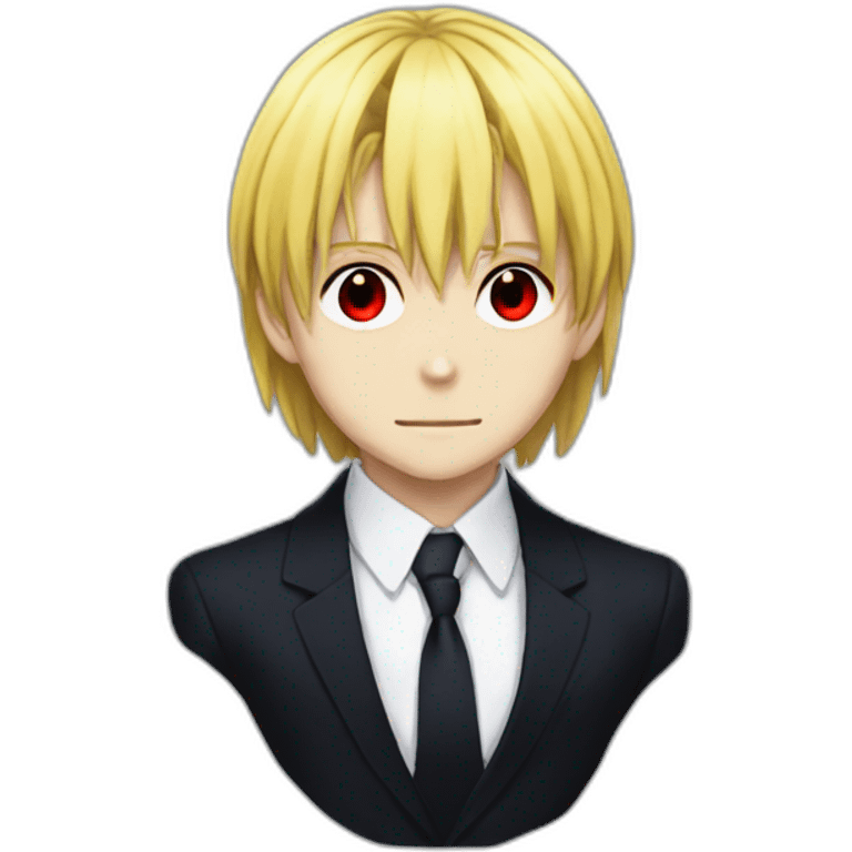 kurapika from hunter x hunter with black suits and red eyes emoji