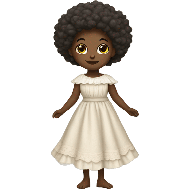 African girl. Afro. Wearing a cottagecore dress.  emoji