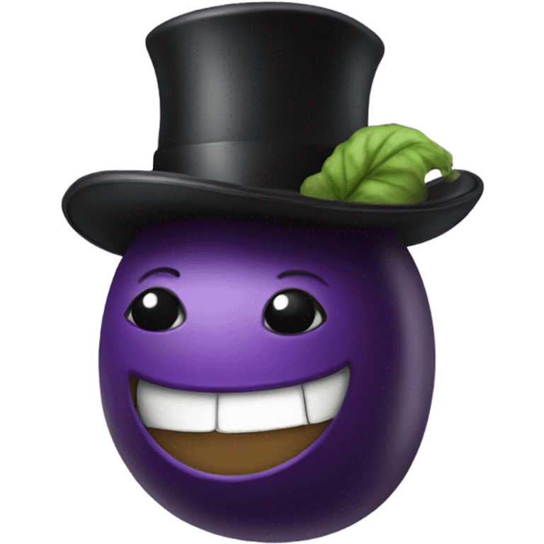 Eggplant with a top hat emoji