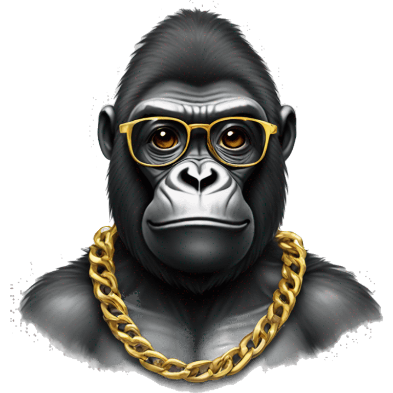 Gorilla with shirt and gold chain and glasses emoji