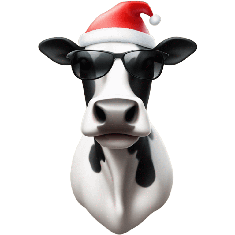 Cow with Santa hat and sunglasses emoji