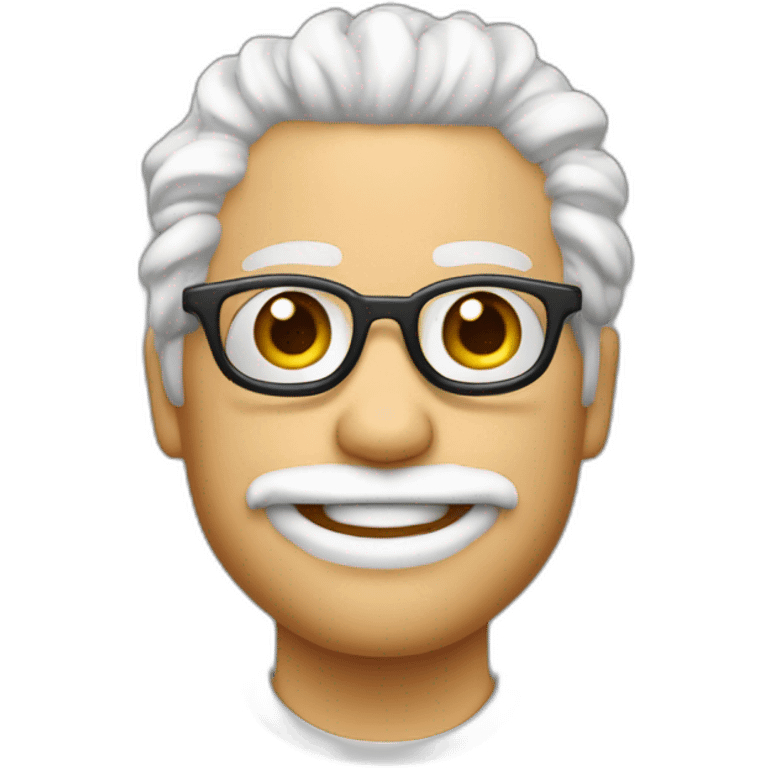 Garçon blanc avec des cheveux bouclé et des lunettes ronde emoji