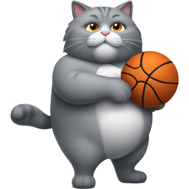 grey fat cat playing basketball emoji