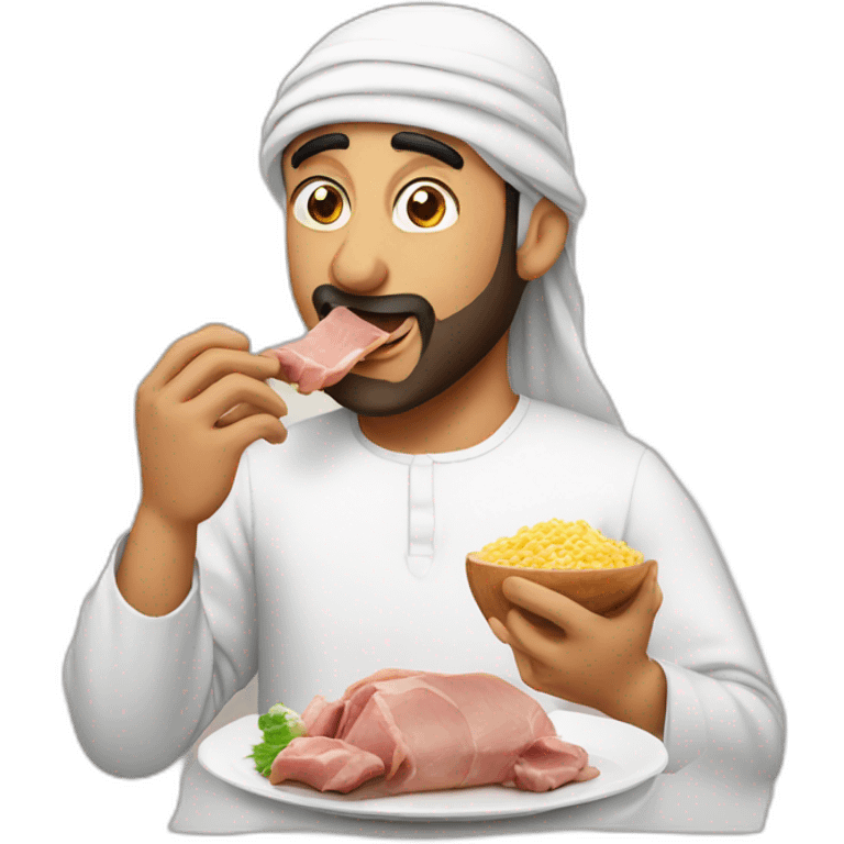 Arabic man eating pork emoji