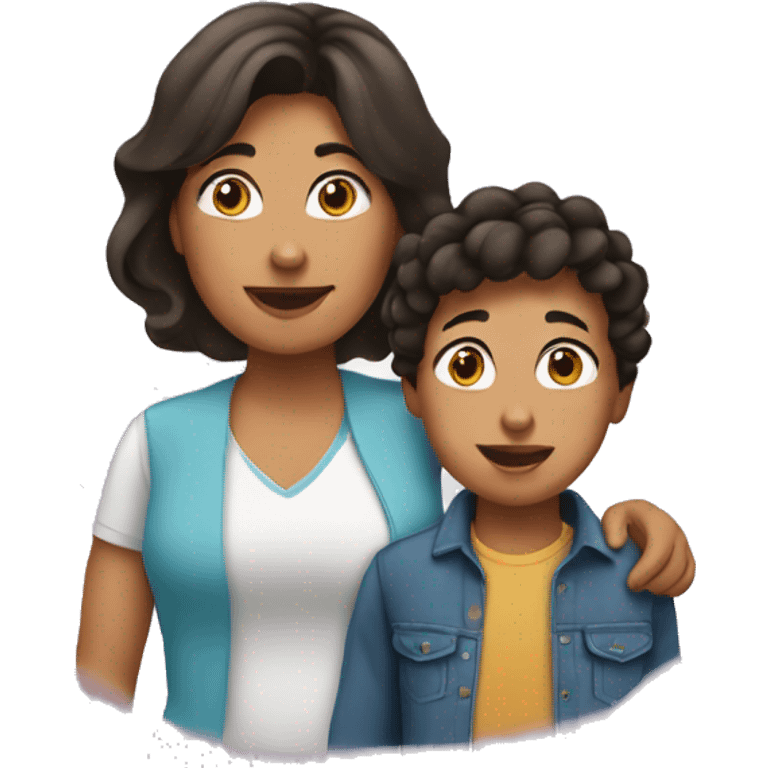 two hispanic moms with son emoji