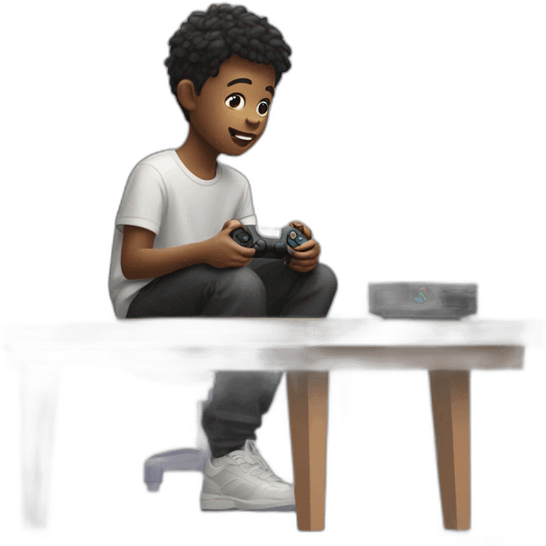 Boy playing PlayStation 5 emoji