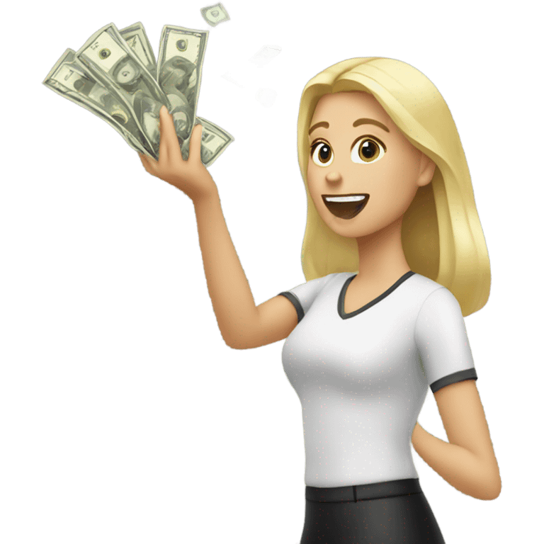 Blonde girl throwing money emoji