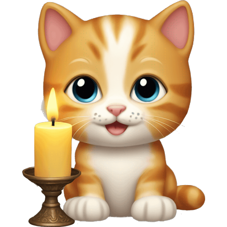 Ginger kitten holding a candle emoji