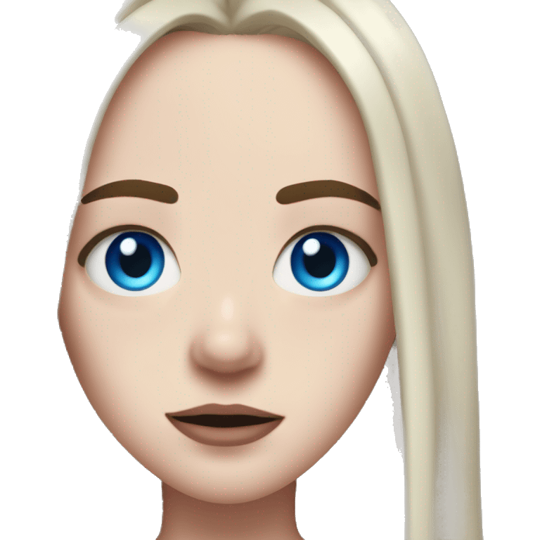 Billie eilish with red roots and blue eyes emoji