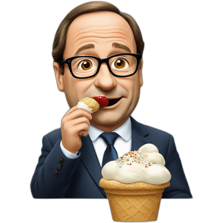 Francois hollande eat ice cream emoji