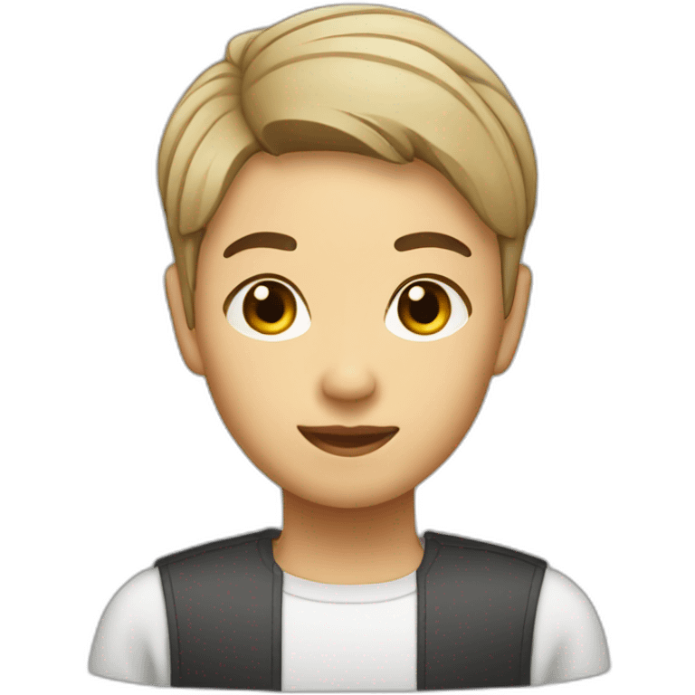 short hair Asian barista emoji