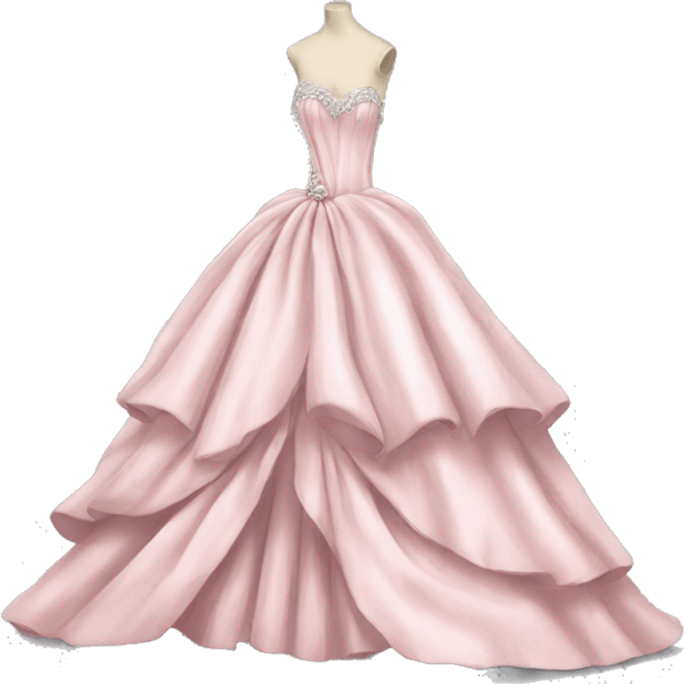 Light pink dress ball gown cascading bow beautiful silver details  emoji