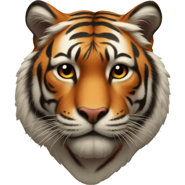 Realistic tiger among roses emoji