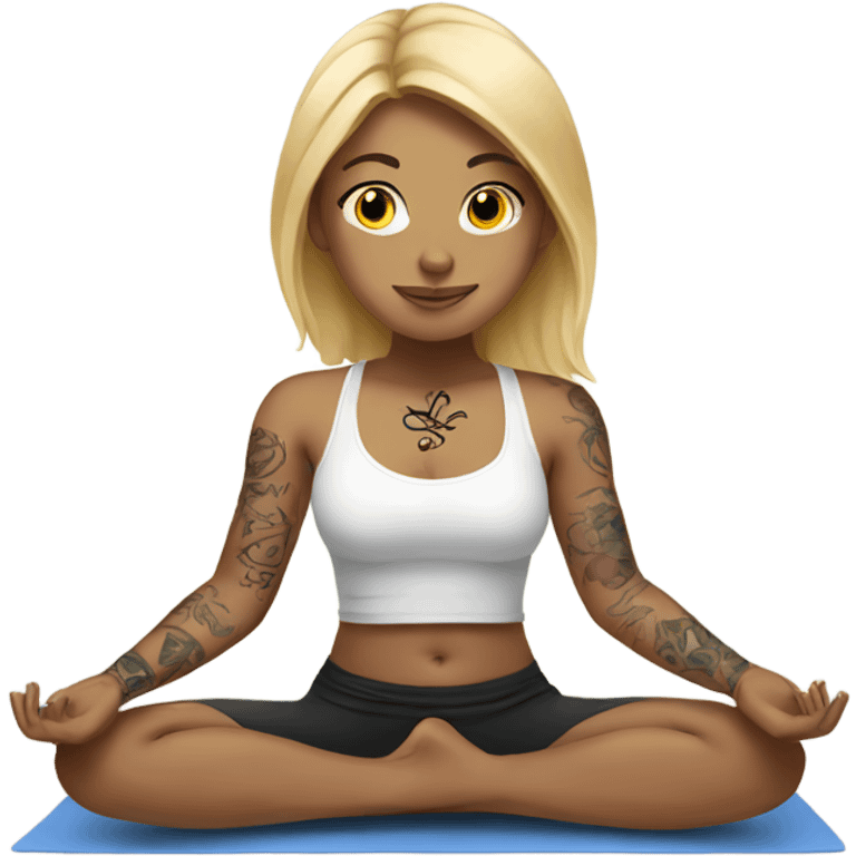  Blonde girl with tattoos doing yoga emoji